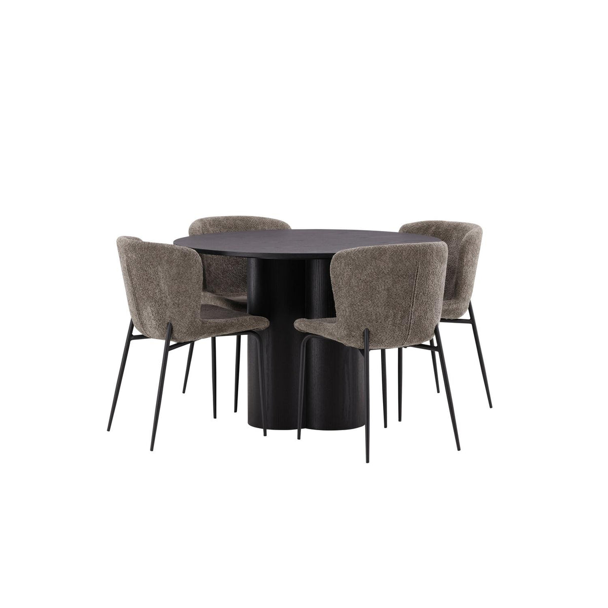 Essgruppe Esstisch Olivia Ø110cm mit Stühlen Modesto aus Teddy-Boucle-Essgruppen-Venture Home-le canapé
