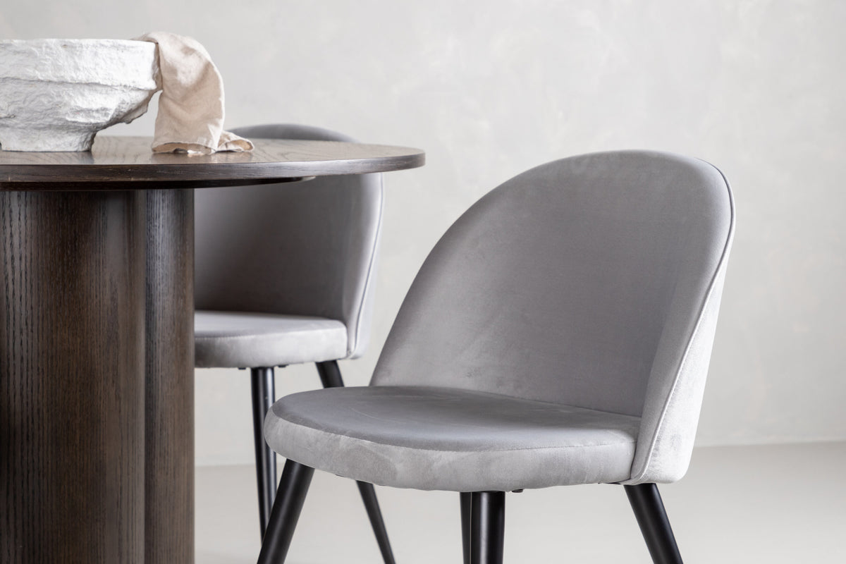 Essgruppe Esstisch Olivia Ø110cm mit Stühlen Velvet aus Samt-Essgruppen-Venture Home-le canapé