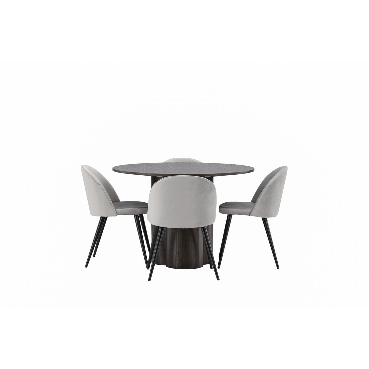 Essgruppe Esstisch Olivia Ø110cm mit Stühlen Velvet aus Samt-Essgruppen-Venture Home-le canapé