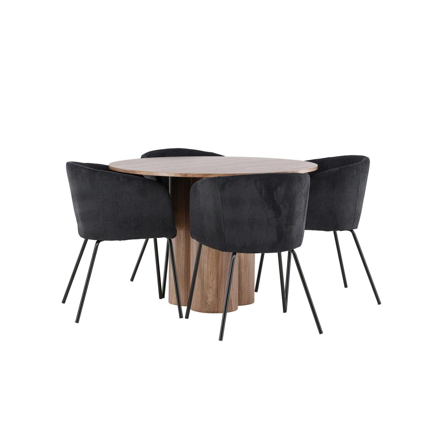 Essgruppe Esstisch Olivia rund 110cm mit Stühlen Berit aus Kord-Essgruppen Rund-Venture Home-le canapé