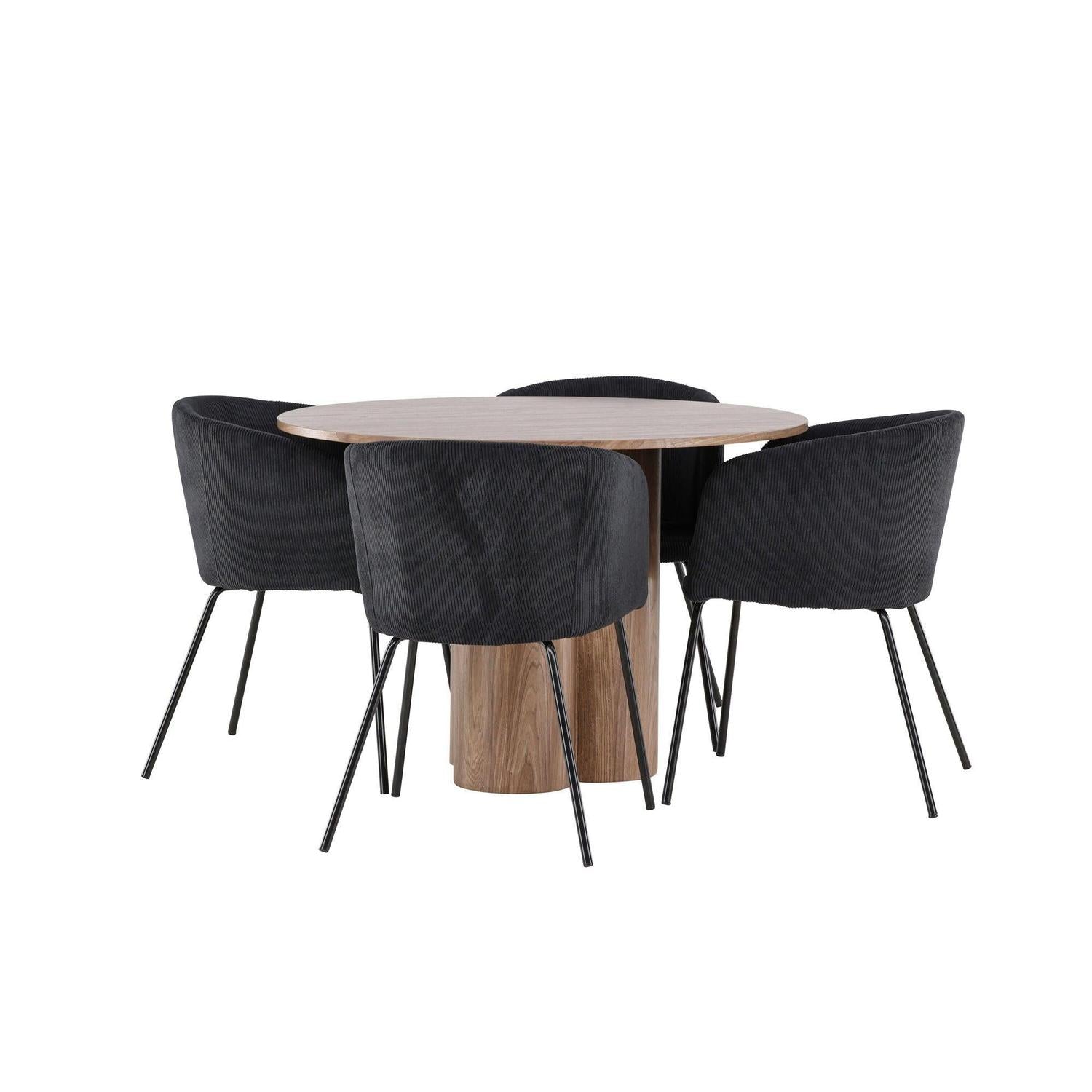 Essgruppe Esstisch Olivia rund 110cm mit Stühlen Berit aus Kord-Essgruppen Rund-Venture Home-le canapé