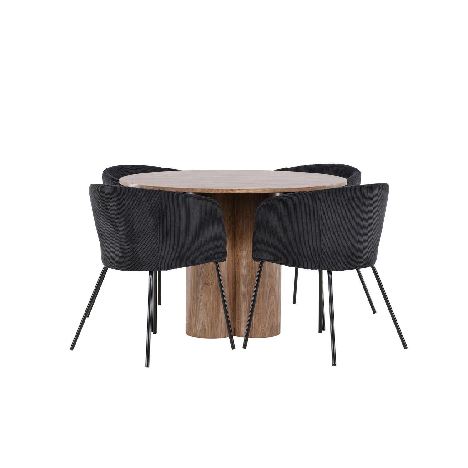 Essgruppe Esstisch Olivia rund 110cm mit Stühlen Berit aus Kord-Essgruppen Rund-Venture Home-le canapé