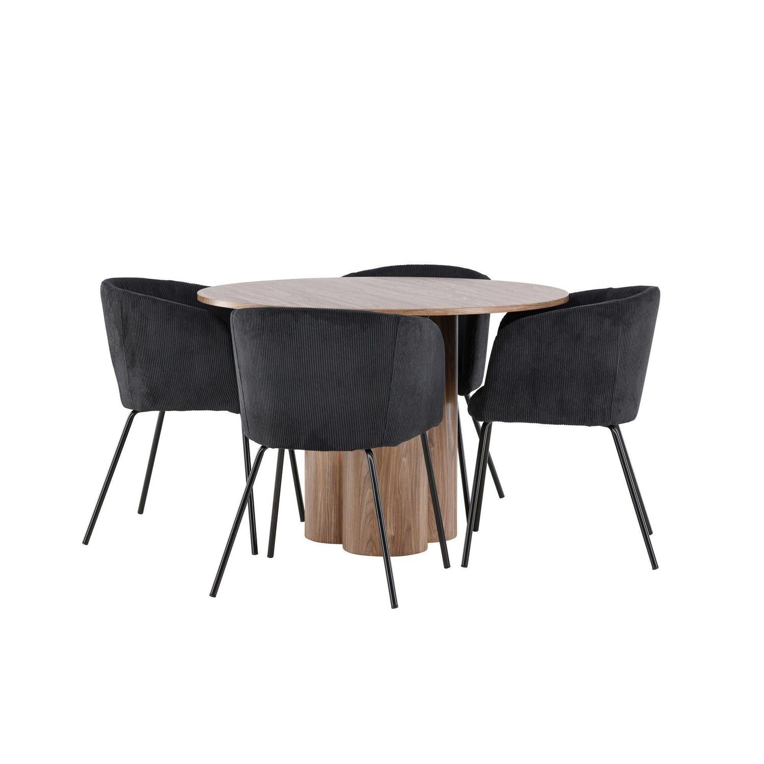 Essgruppe Esstisch Olivia rund 110cm mit Stühlen Berit aus Kord-Essgruppen Rund-Venture Home-le canapé