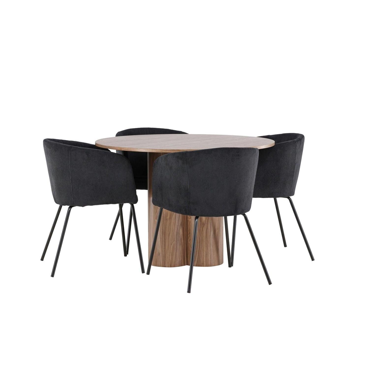 Essgruppe Esstisch Olivia rund 110cm mit Stühlen Berit aus Kord-Essgruppen Rund-Venture Home-le canapé