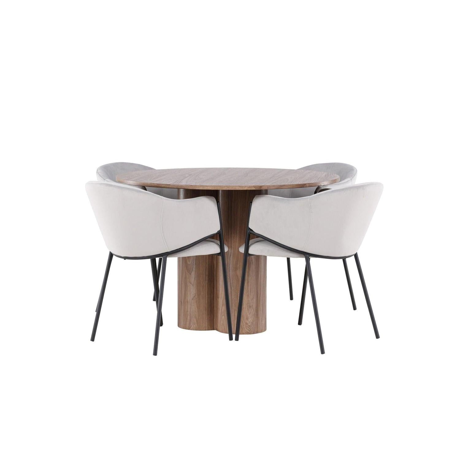 Essgruppe Esstisch Olivia rund 110cm mit Stühlen Evelina aus Samt-Essgruppen Rund-Venture Home-le canapé