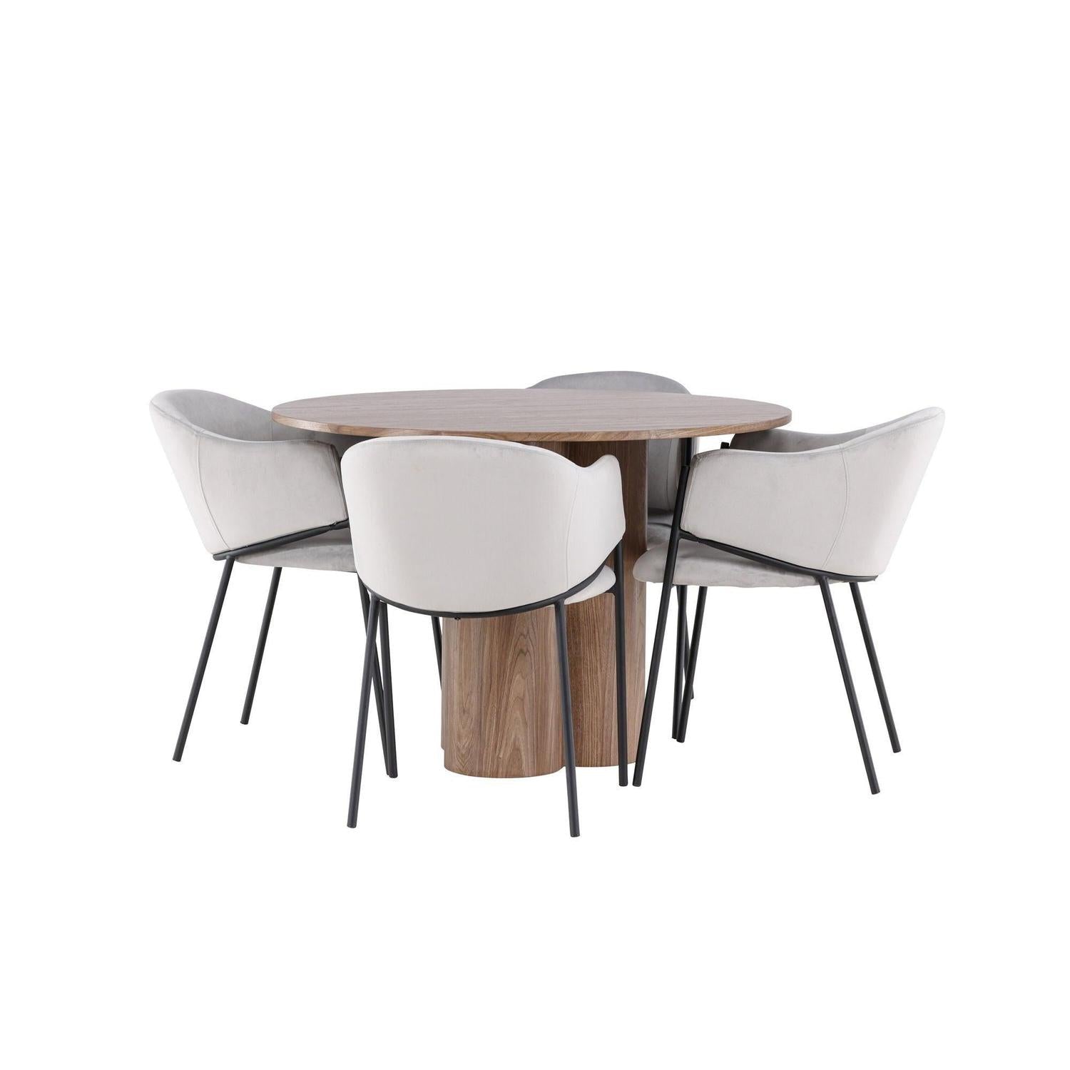 Essgruppe Esstisch Olivia rund 110cm mit Stühlen Evelina aus Samt-Essgruppen Rund-Venture Home-le canapé