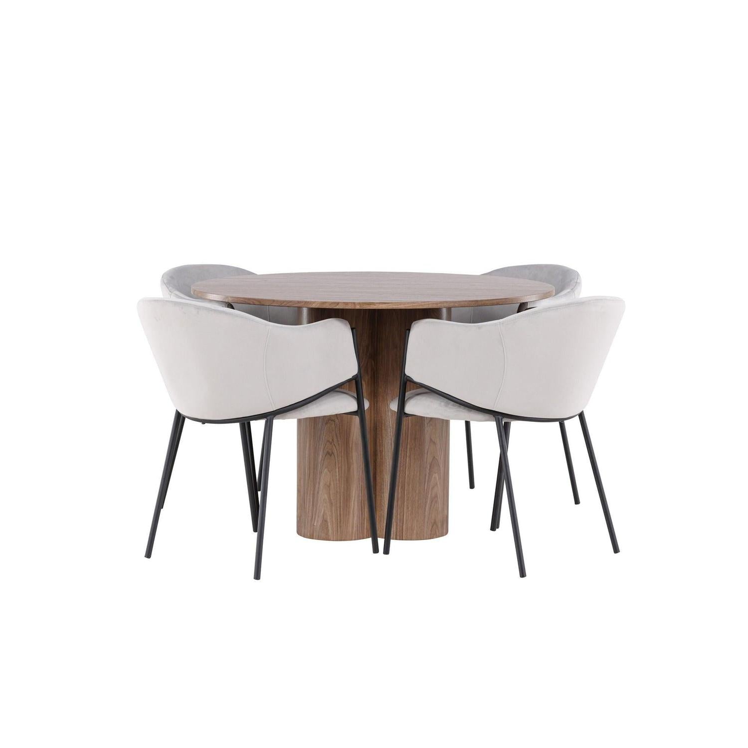 Essgruppe Esstisch Olivia rund 110cm mit Stühlen Evelina aus Samt-Essgruppen Rund-Venture Home-le canapé