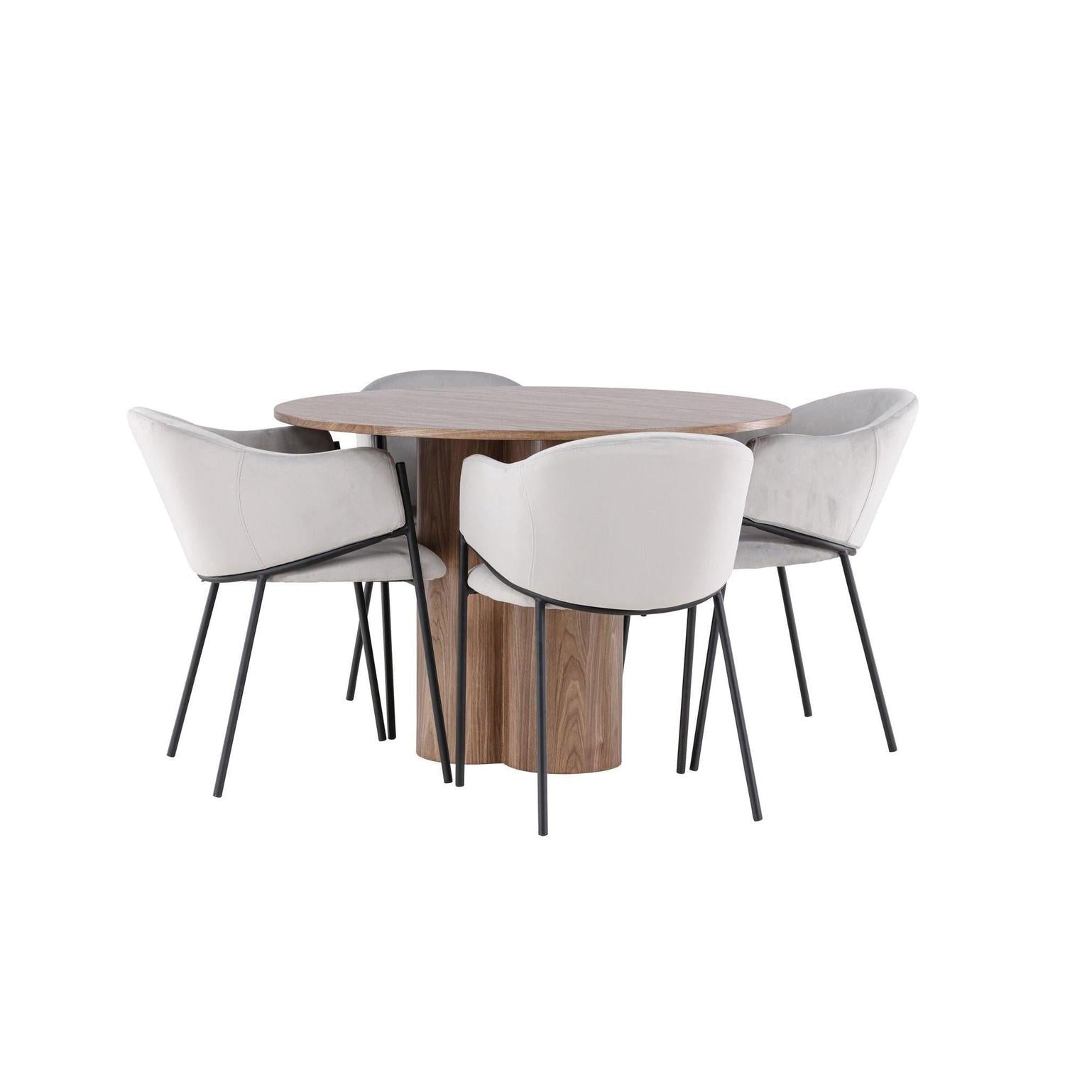 Essgruppe Esstisch Olivia rund 110cm mit Stühlen Evelina aus Samt-Essgruppen Rund-Venture Home-le canapé