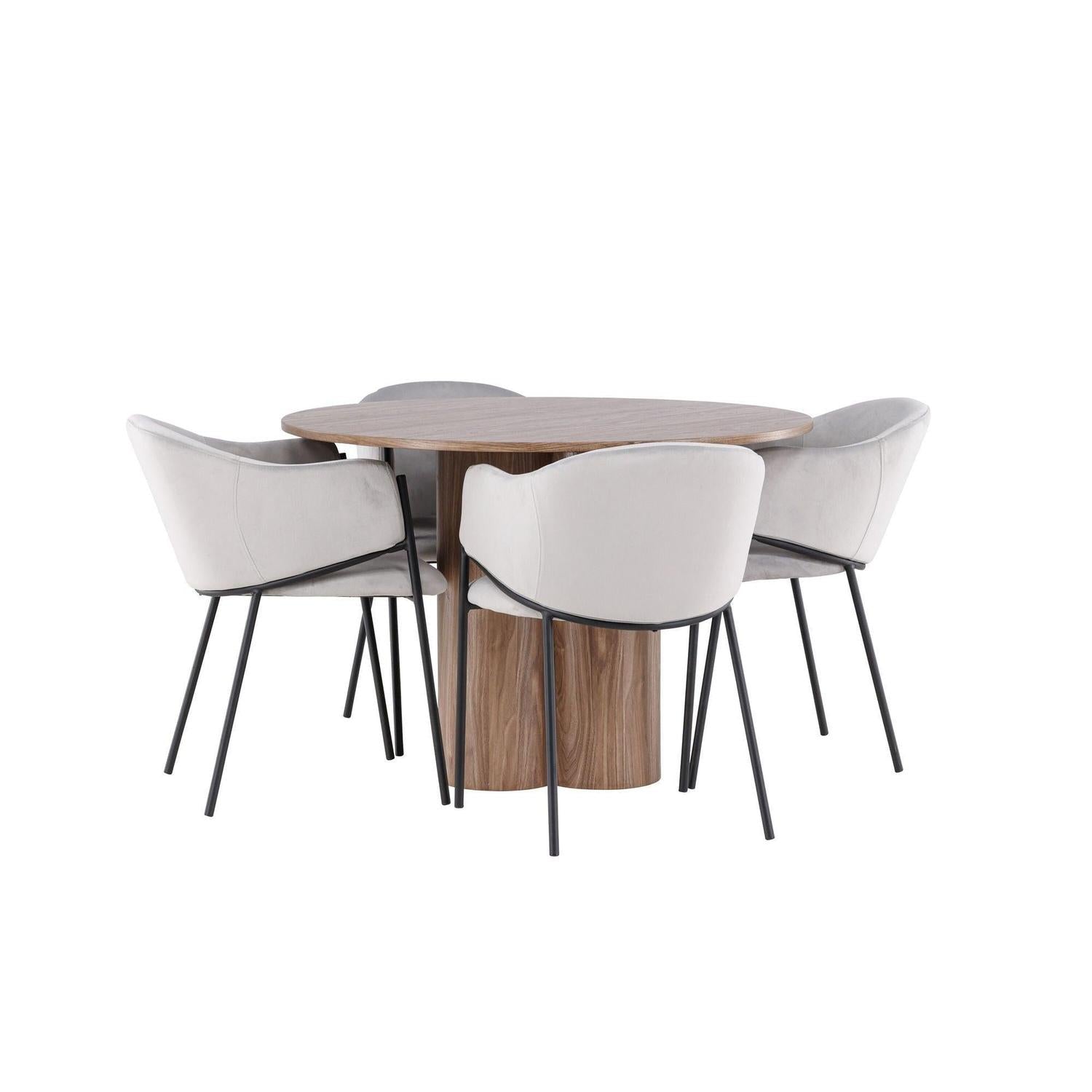 Essgruppe Esstisch Olivia rund 110cm mit Stühlen Evelina aus Samt-Essgruppen Rund-Venture Home-le canapé