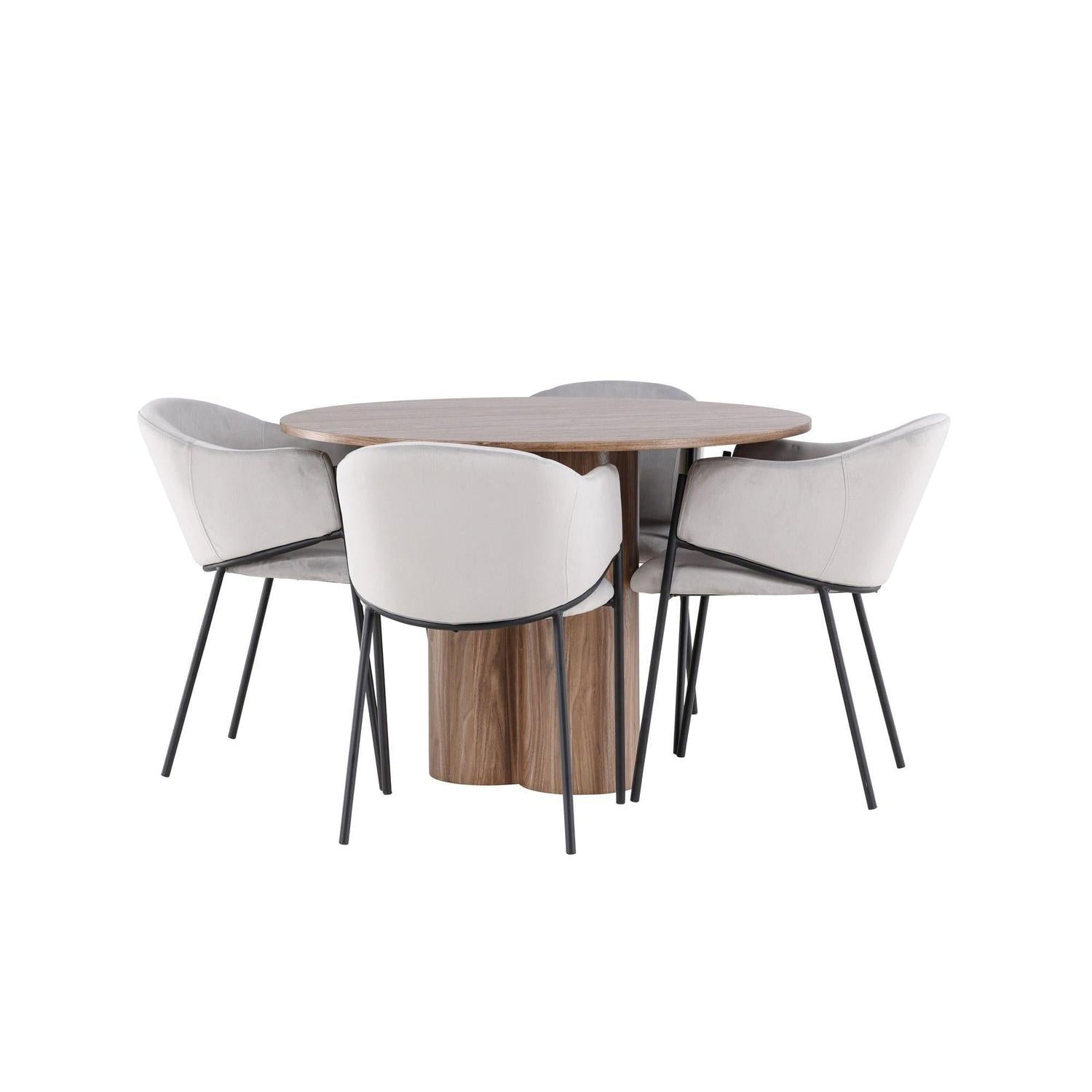 Essgruppe Esstisch Olivia rund 110cm mit Stühlen Evelina aus Samt-Essgruppen Rund-Venture Home-le canapé