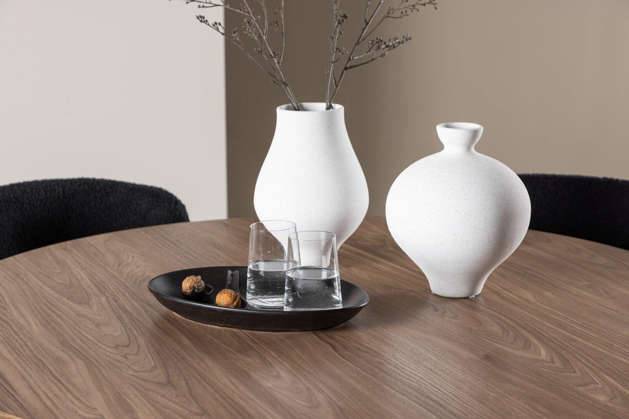 Essgruppe Esstisch Olivia rund 110cm mit Stühlen Modesto aus Teddystoff-Essgruppe Rund-Venture Home-le canapé
