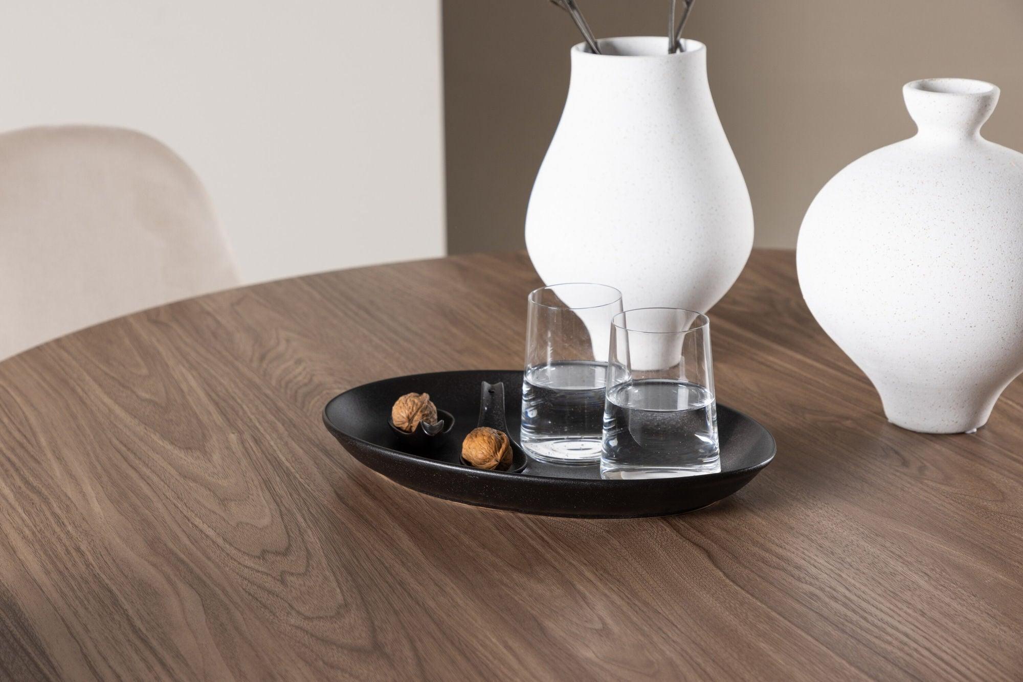 Essgruppe Esstisch Olivia rund 110cm mit Stühlen Polar aus Samt-Essgruppe Rund-Venture Home-le canapé