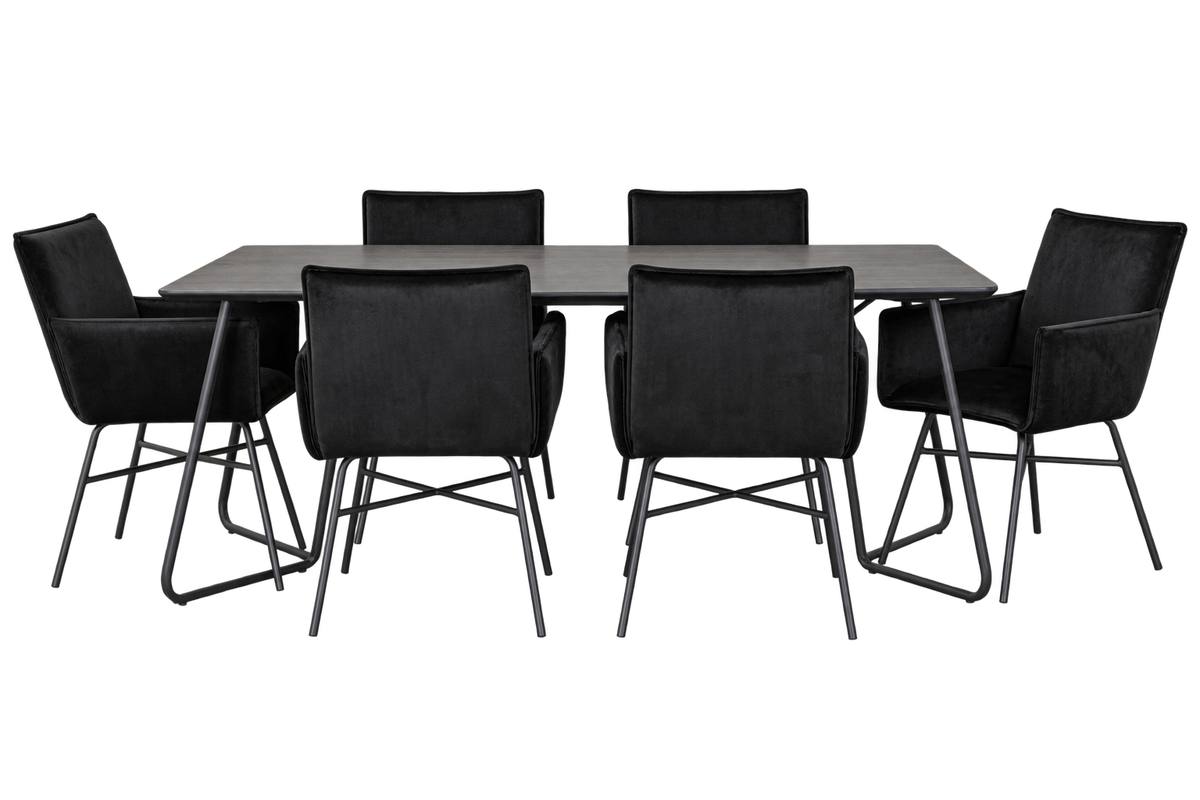 Essgruppe Esstisch Petra 190*90cm mit Stühlen Petra aus Samt-Essgruppen-Venture Home-le canapé