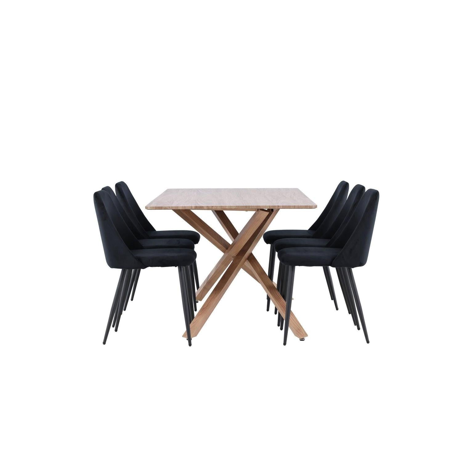 Essgruppe Esstisch Piazza 180*90 cm mit Stühlen Night aus Samt-Essgruppe Rechteckig-Venture Home-le canapé