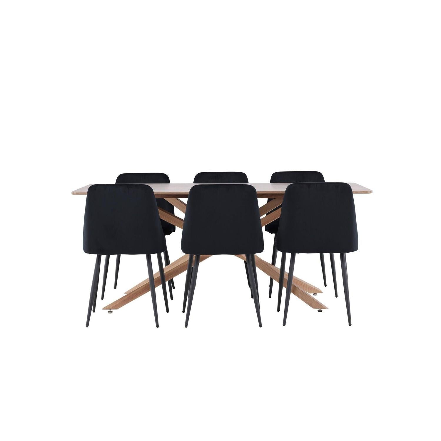 Essgruppe Esstisch Piazza 180*90 cm mit Stühlen Night aus Samt-Essgruppe Rechteckig-Venture Home-le canapé