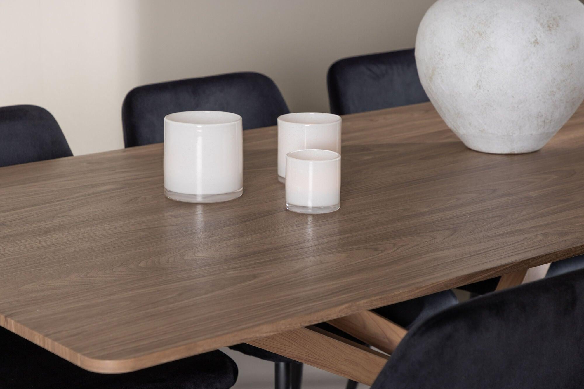 Essgruppe Esstisch Piazza 180*90 cm mit Stühlen Night aus Samt-Essgruppen Rechteckig-Venture Home-le canapé