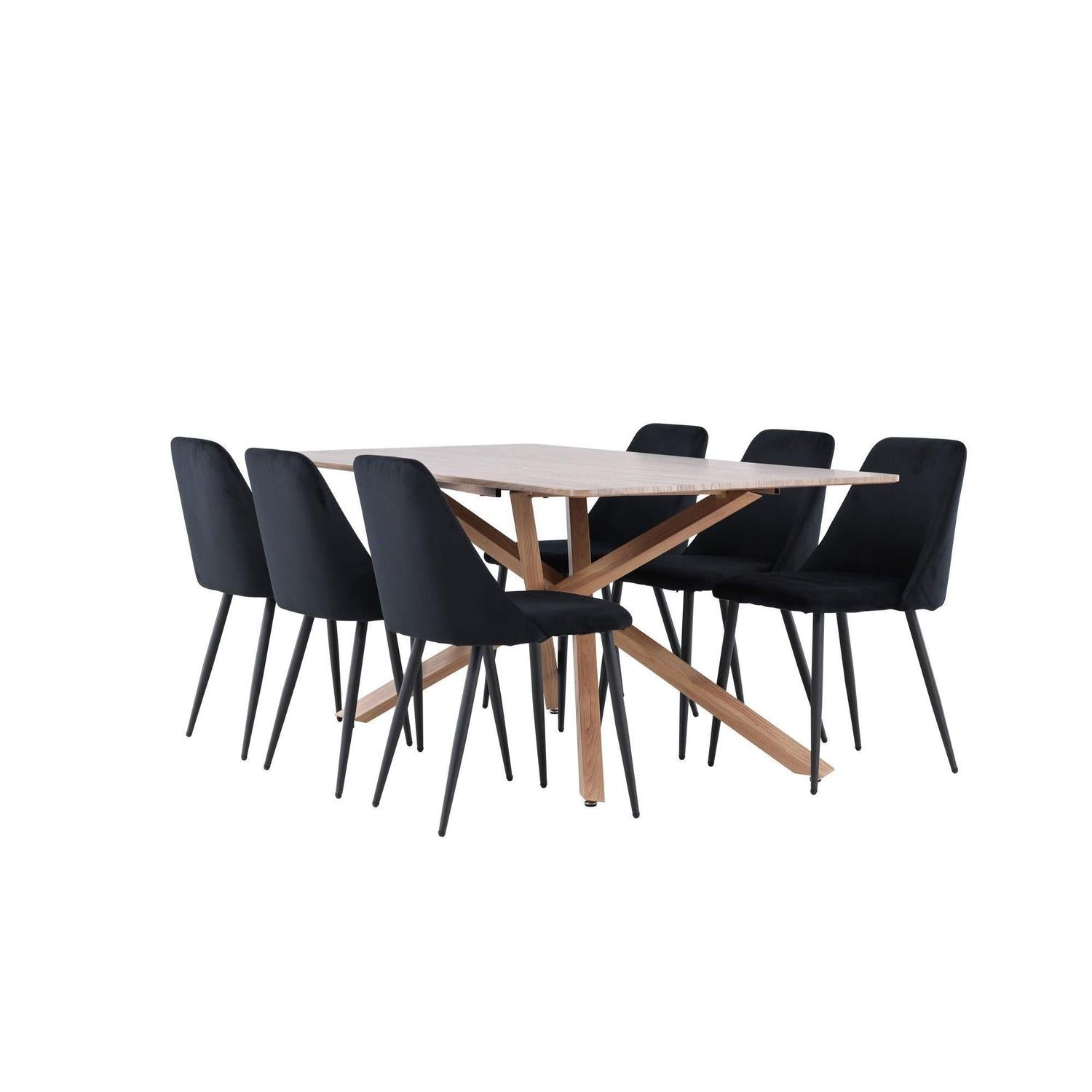 Essgruppe Esstisch Piazza 180*90 cm mit Stühlen Night aus Samt-Essgruppen Rechteckig-Venture Home-le canapé