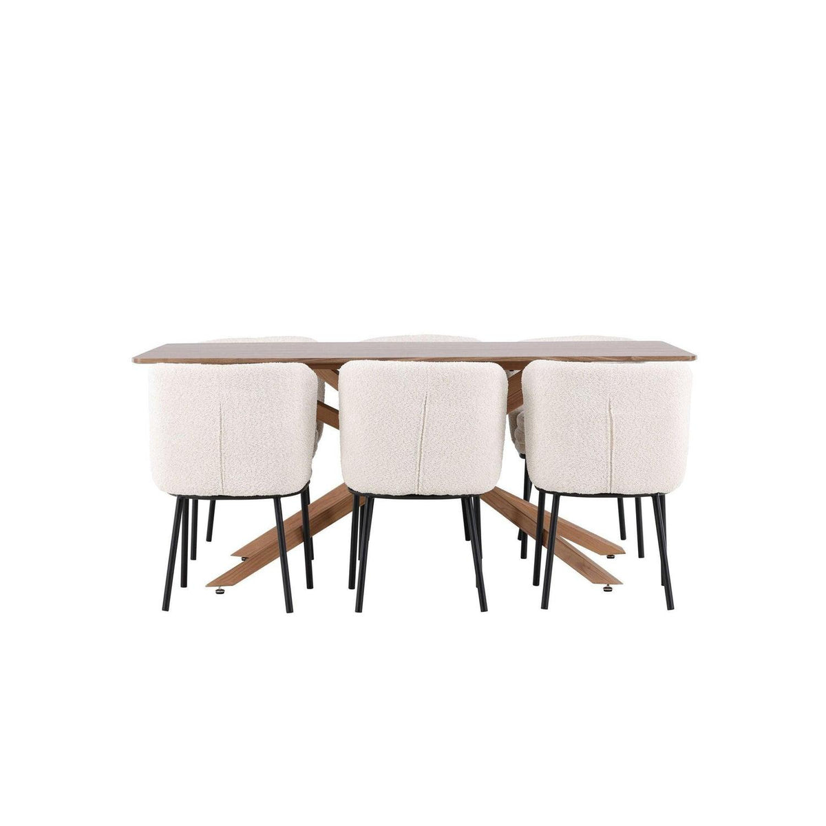 Essgruppe Esstisch Piazza 180*90cm mit Stühlen Agnes aus Teddy-Boucle-Essgruppen Rechteckig-Venture Home-le canapé