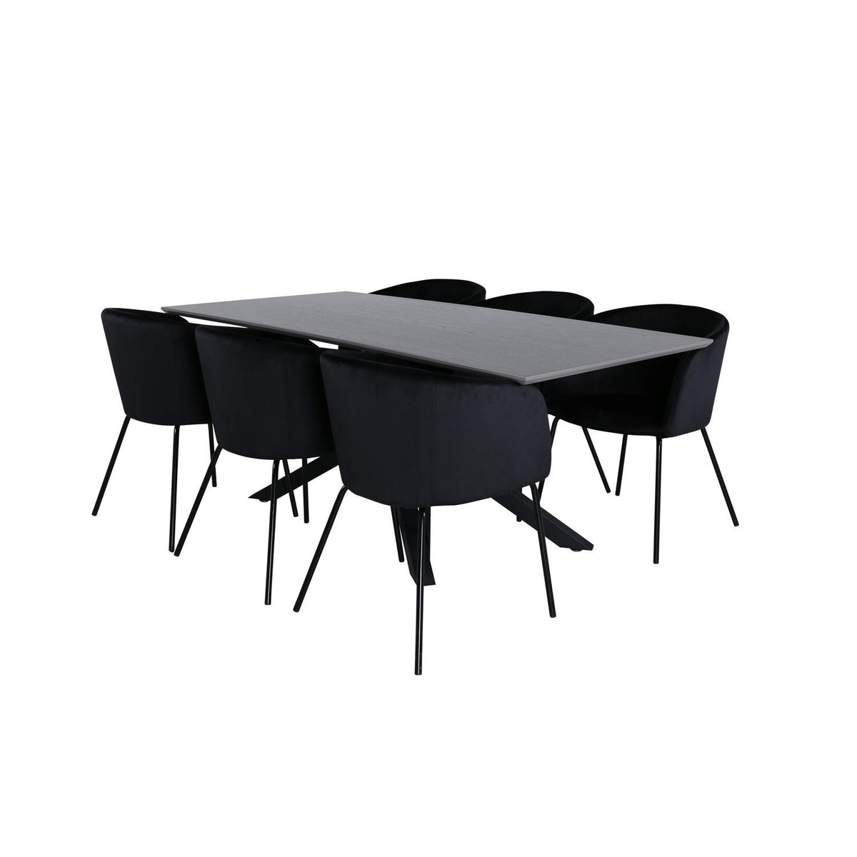 Essgruppe Esstisch Piazza 180*90cm mit Stühlen Berit aus Samt-Essgruppen-Venture Home-le canapé
