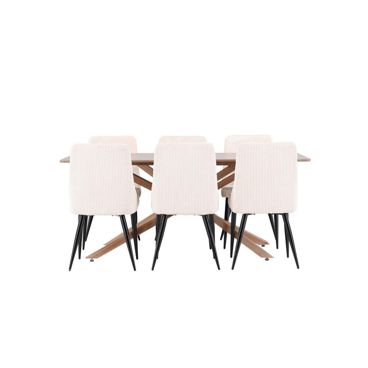 Essgruppe Esstisch Piazza 180*90cm mit Stühlen Leone aus Cord-Essgruppen Rechteckig-Venture Home-le canapé