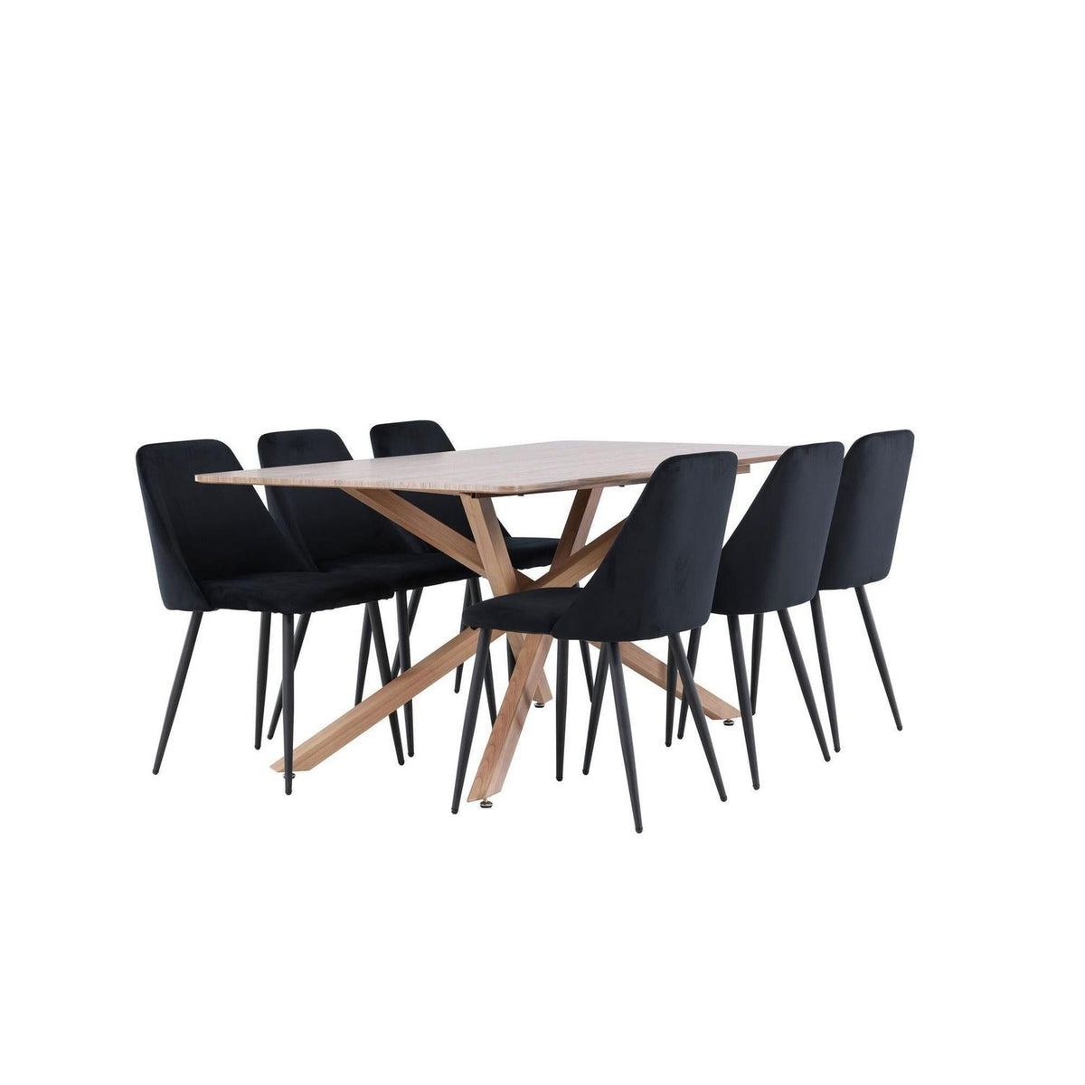 Essgruppe Esstisch Piazza 180*90cm mit Stühlen Night aus Samt-Essgruppen Rechteckig-Venture Home-le canapé