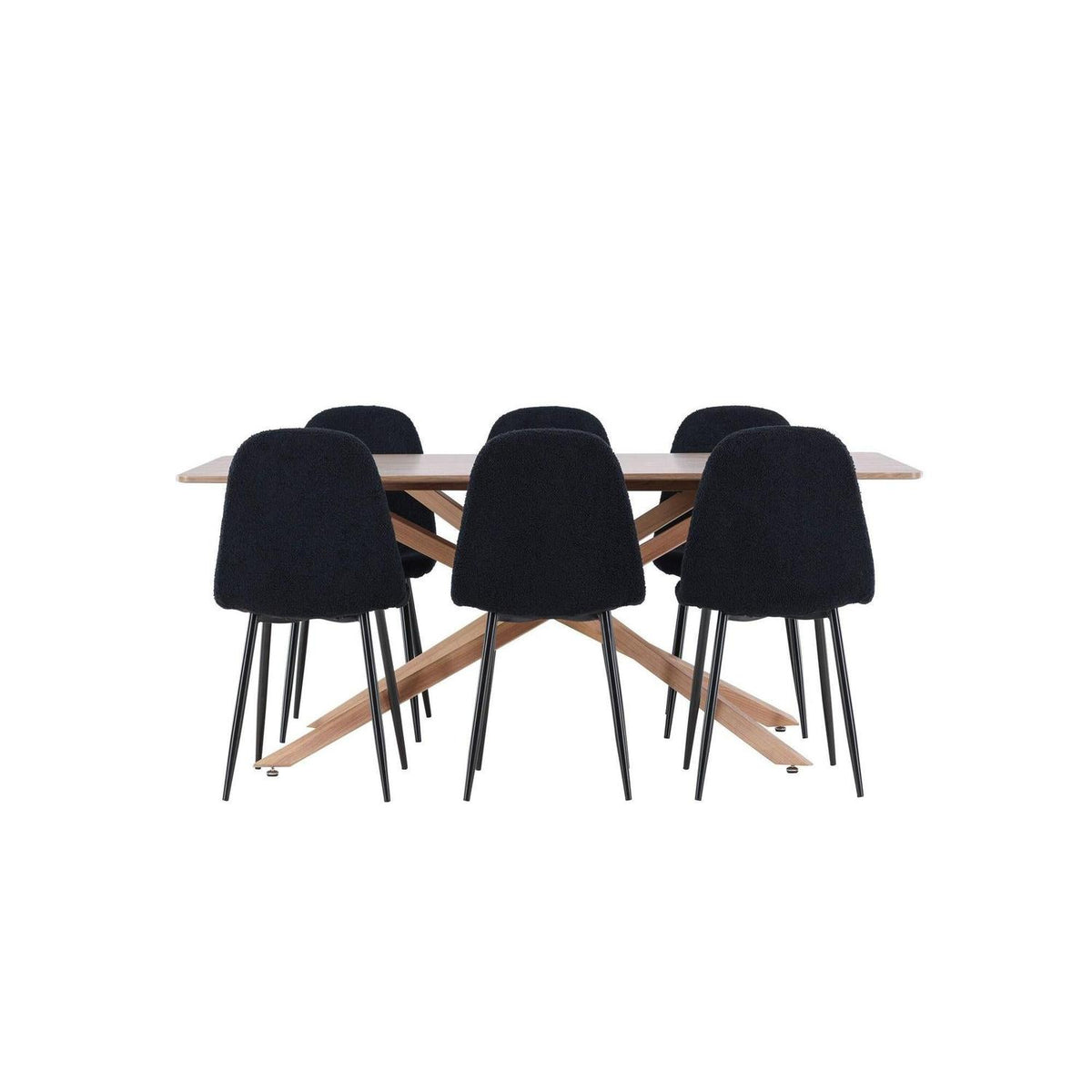 Essgruppe Esstisch Piazza 180*90cm mit Stühlen Polar aus Teddy-Boucle-Essgruppen Rechteckig-Venture Home-le canapé