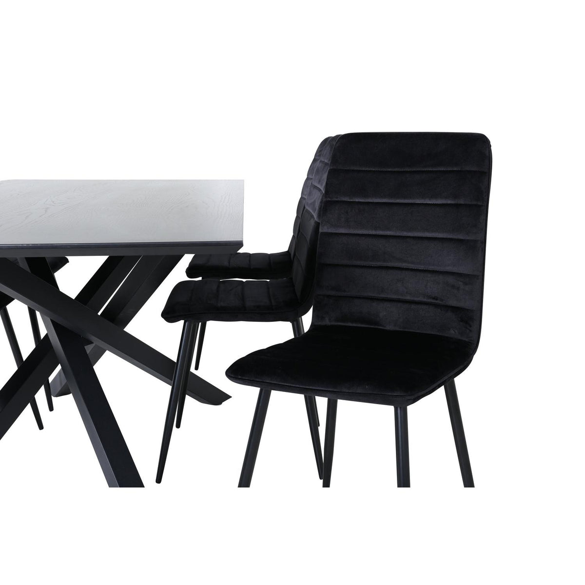 Essgruppe Esstisch Piazza 180*90cm mit Stühlen Windu aus Samt-Essgruppen-Venture Home-le canapé