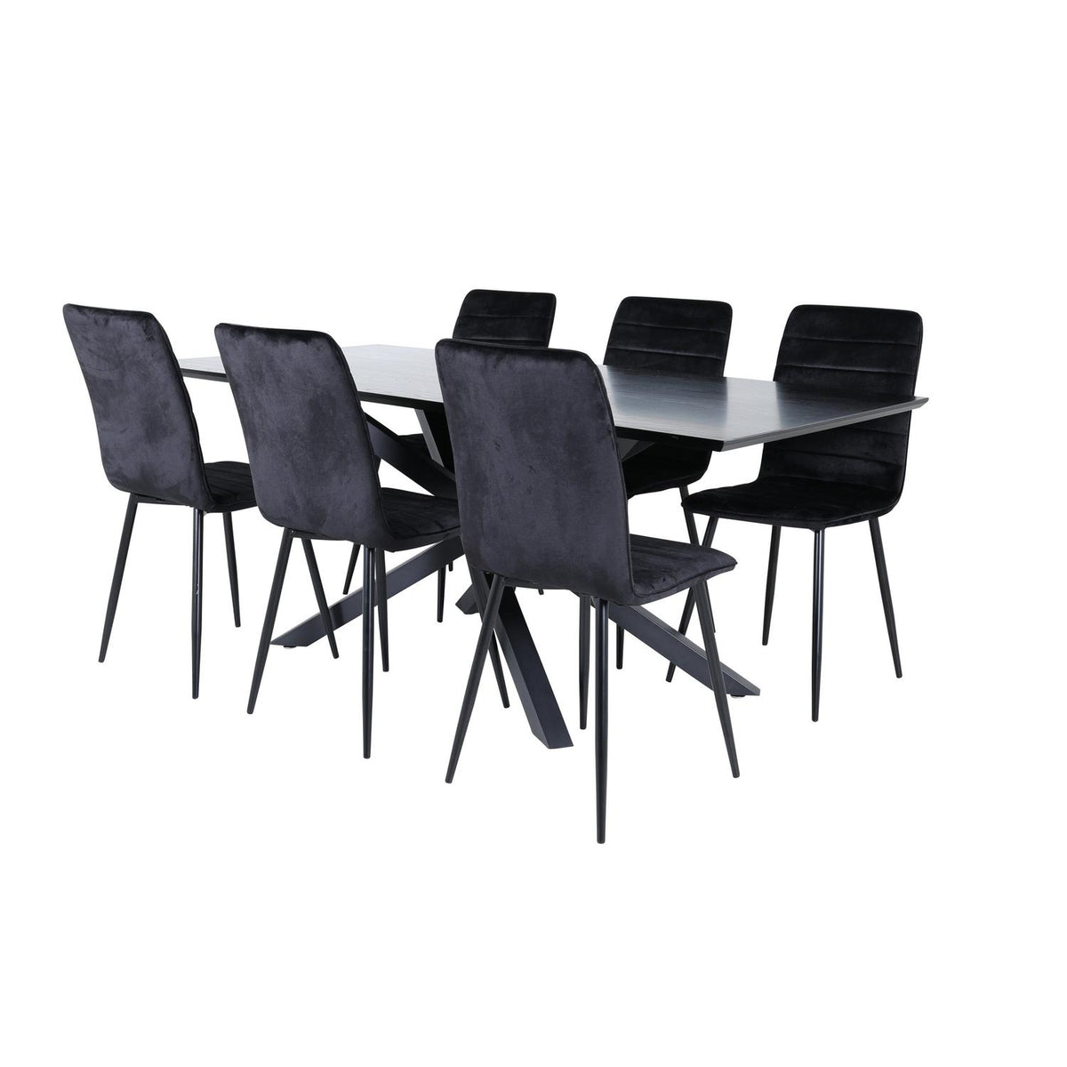 Essgruppe Esstisch Piazza 180*90cm mit Stühlen Windu aus Samt-Essgruppen-Venture Home-le canapé