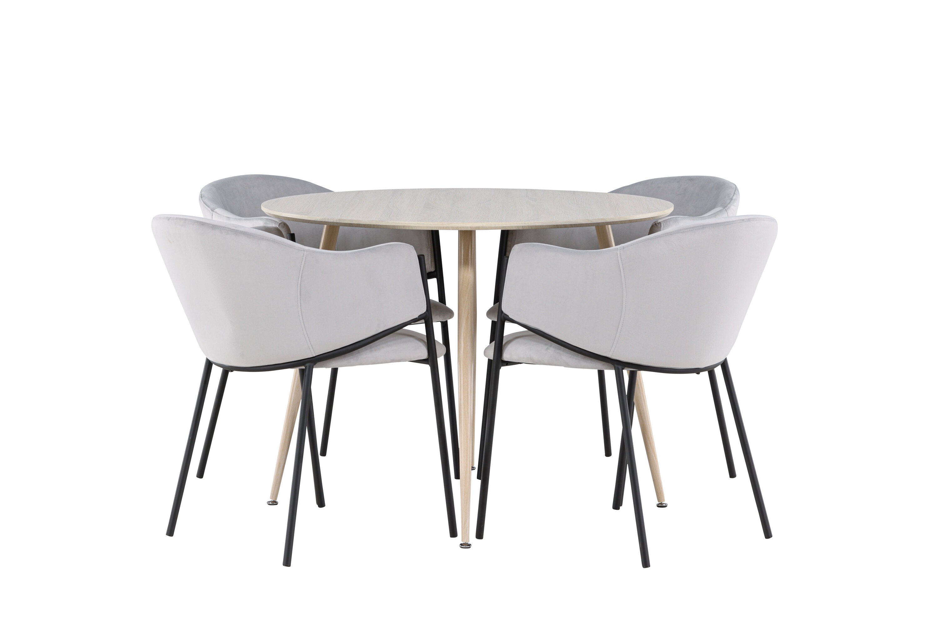 Essgruppe Esstisch Plaza Ø100cm mit Stühlen Evelina - Grau-Essgruppen-Venture Home-le canapé