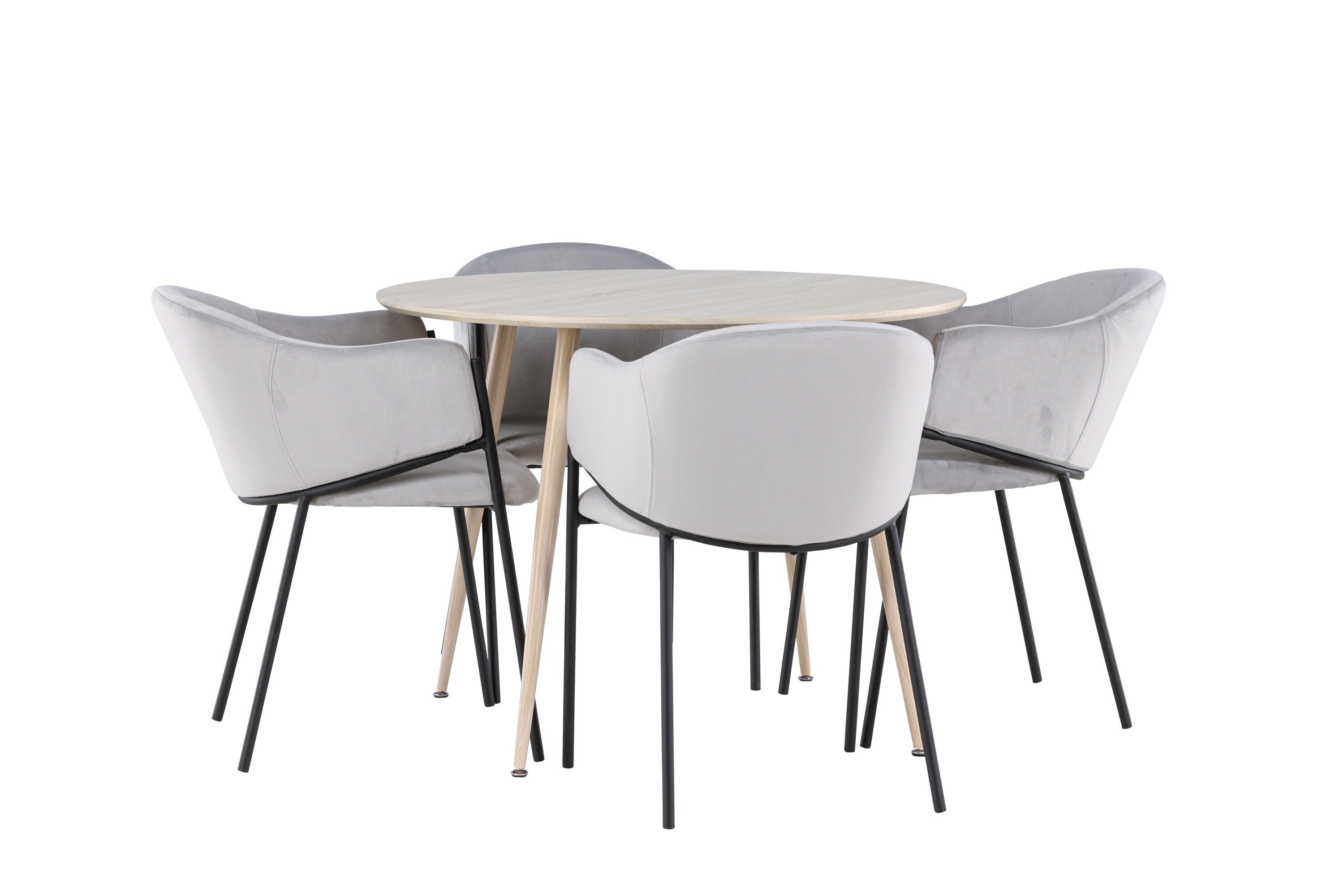 Essgruppe Esstisch Plaza Ø100cm mit Stühlen Evelina - Grau-Essgruppen-Venture Home-le canapé
