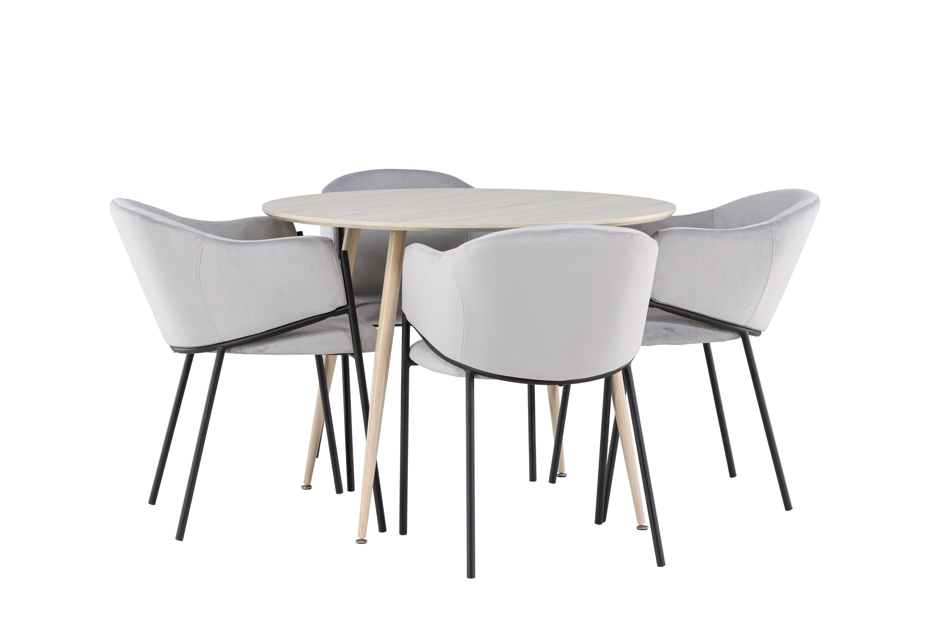 Essgruppe Esstisch Plaza Ø100cm mit Stühlen Evelina - Grau-Essgruppen-Venture Home-le canapé