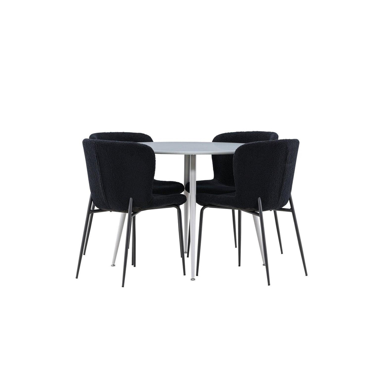 Essgruppe Esstisch Plaza Ø100cm mit Stühlen Modesto aus Teddy-Boucle-Essgruppen Rund-Venture Home-le canapé