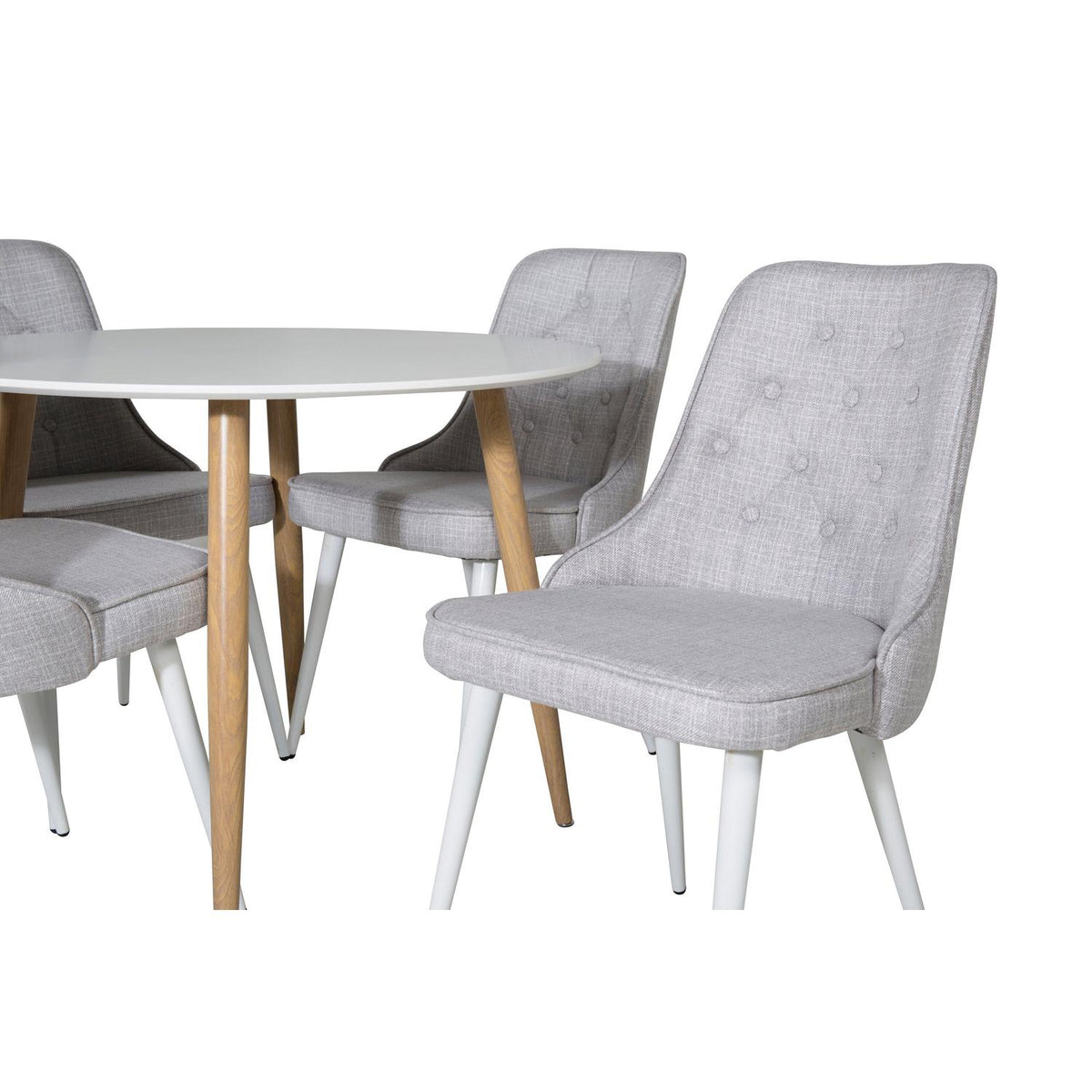 Essgruppe Esstisch Plaza Ø110cm mit Stühlen Velvet aus Samt-Essgruppen-Venture Home-le canapé