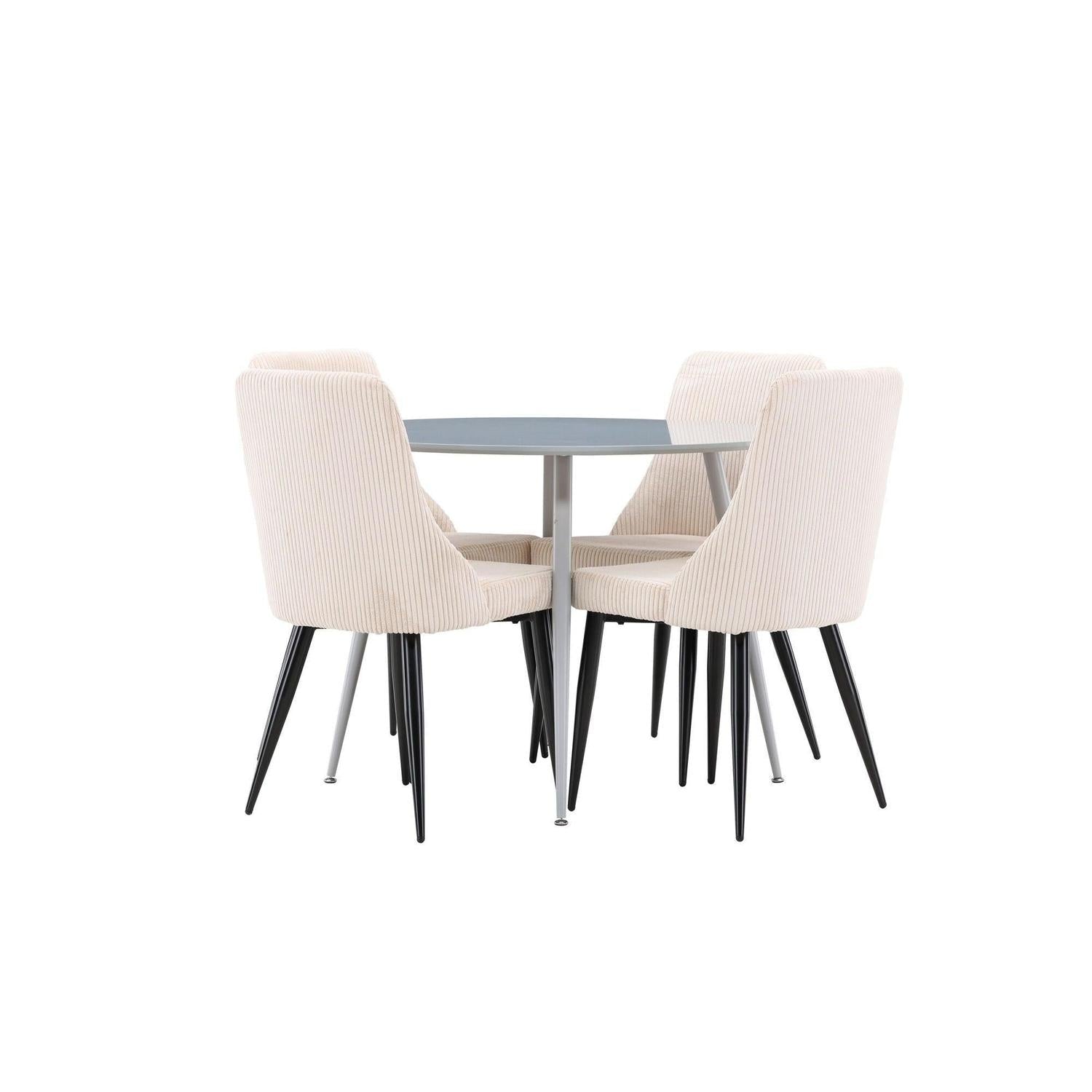 Essgruppe Esstisch Plaza rund ø100cm mit Stühlen Leone aus Kord - Grau/Beige-Essgruppe Rund-Venture Home-le canapé