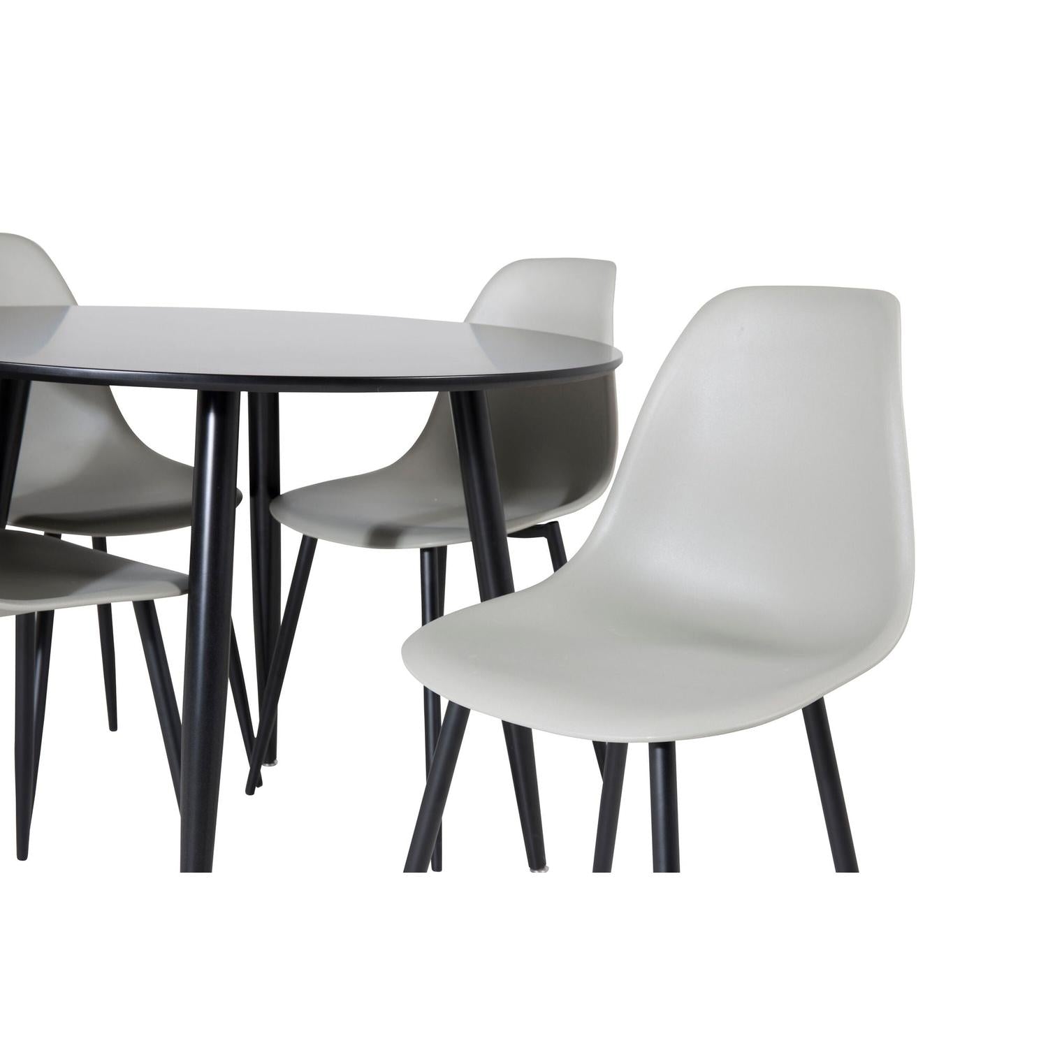 Essgruppe Esstisch Plaza rund Ø100cm mit Stühlen Polar - Schwarz/Grau-Essgruppen Rund-Venture Home-le canapé
