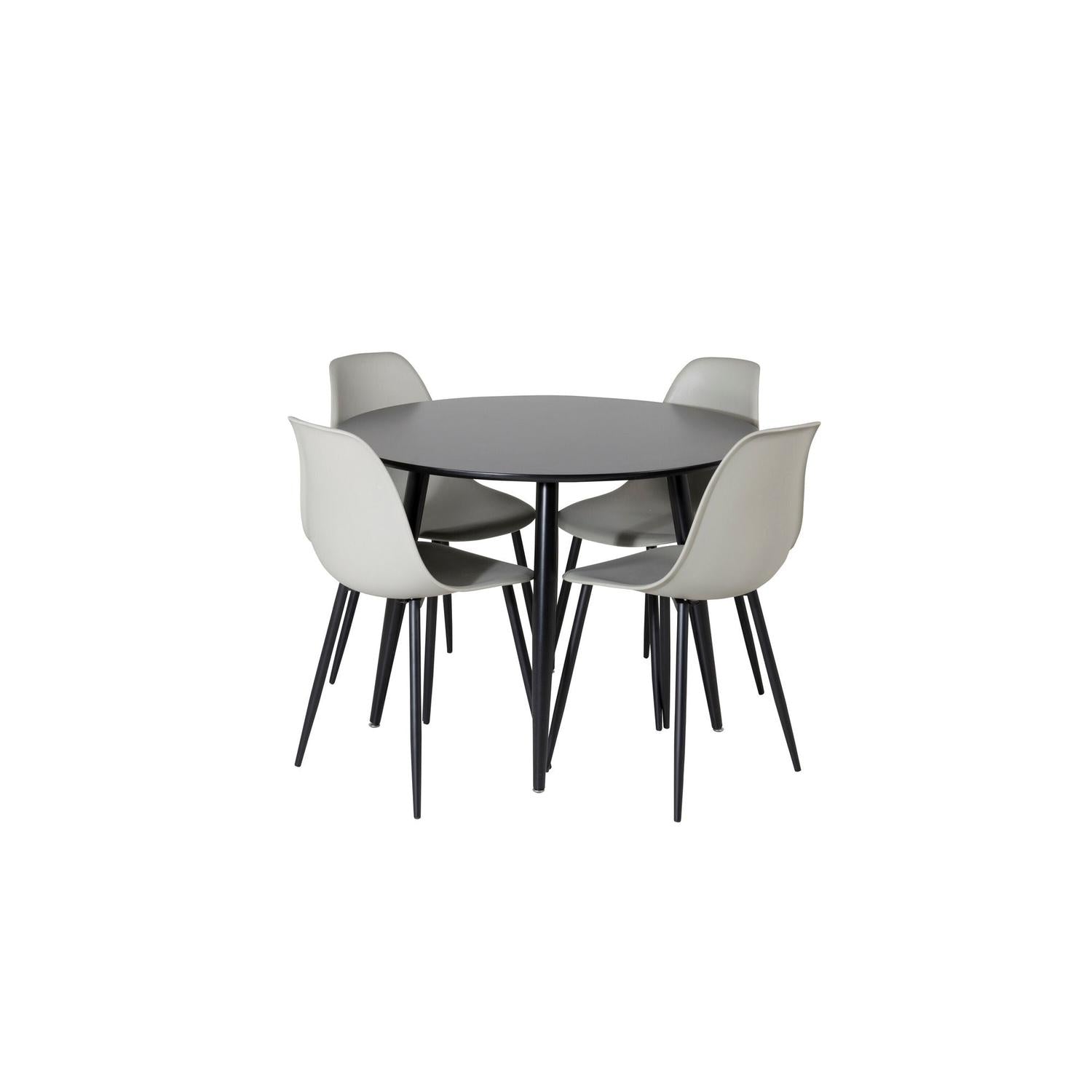 Essgruppe Esstisch Plaza rund Ø100cm mit Stühlen Polar - Schwarz/Grau-Essgruppen Rund-Venture Home-le canapé