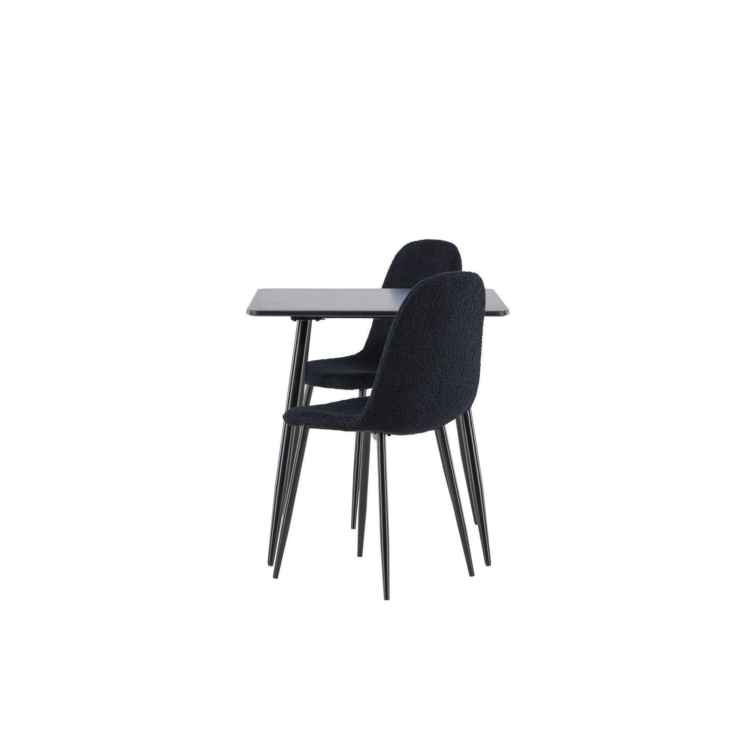 Essgruppe Esstisch Polar 75*75cm mit Stühlen Polar aus Teddy-Bouclé - Schwarz-Essgruppen Rechteckig-Venture Home-le canapé