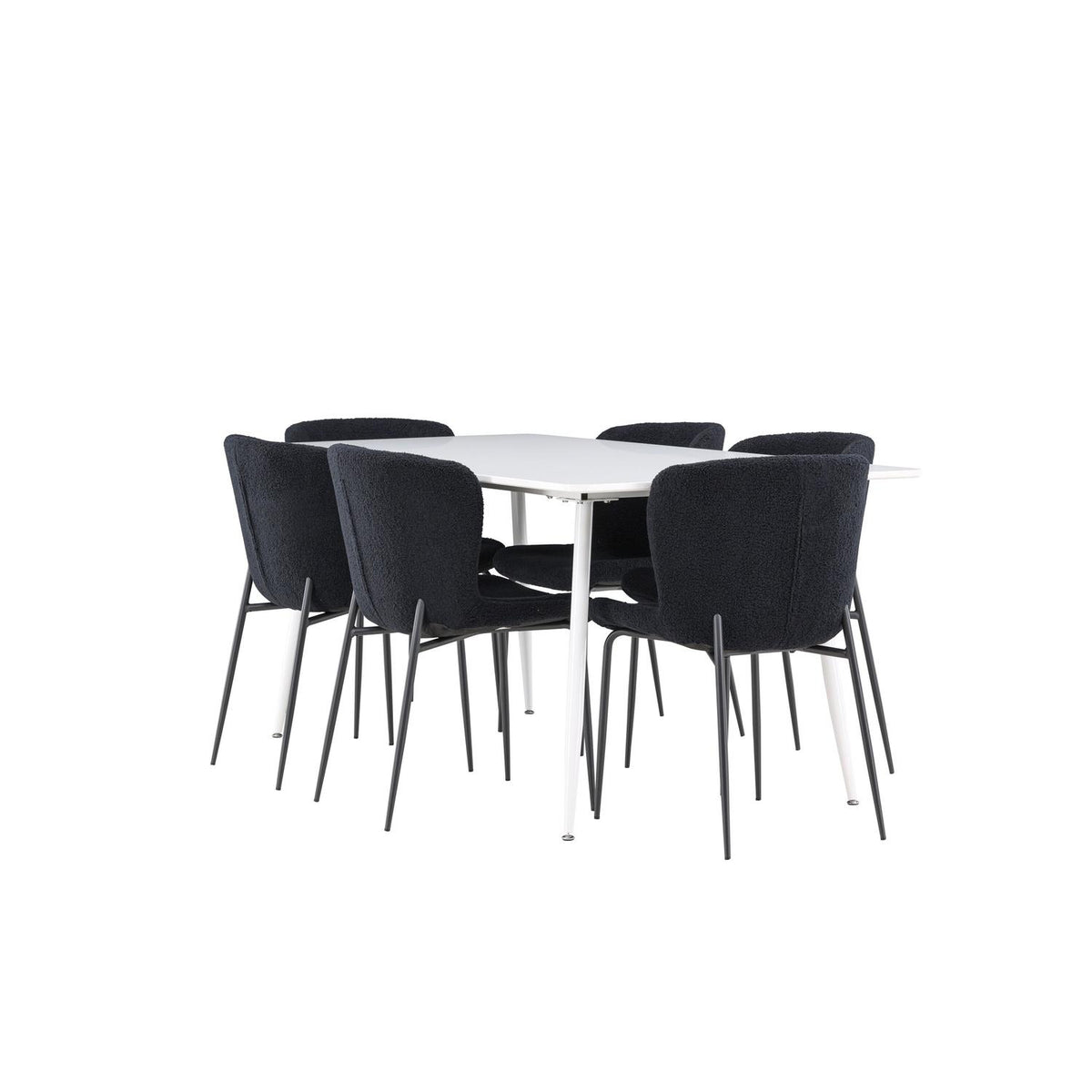 Essgruppe Esstisch Silar 180*90cm mit Stühlen Modesto aus Teddy-Boucle-Essgruppen-Venture Home-le canapé