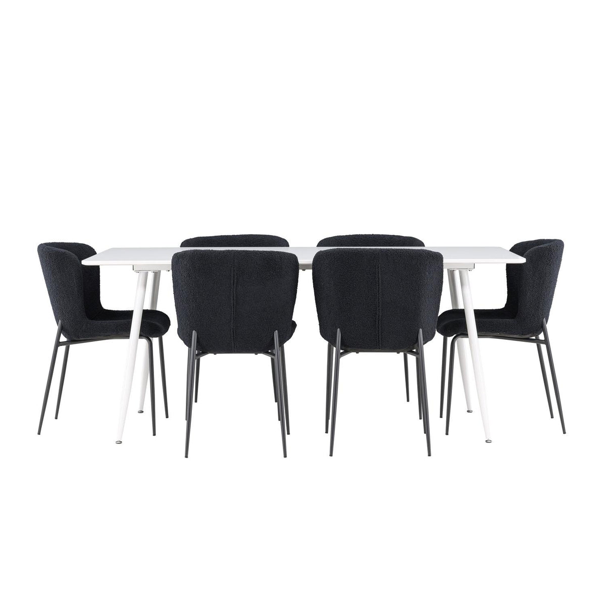 Essgruppe Esstisch Silar 180*90cm mit Stühlen Modesto aus Teddy-Boucle-Essgruppen-Venture Home-le canapé