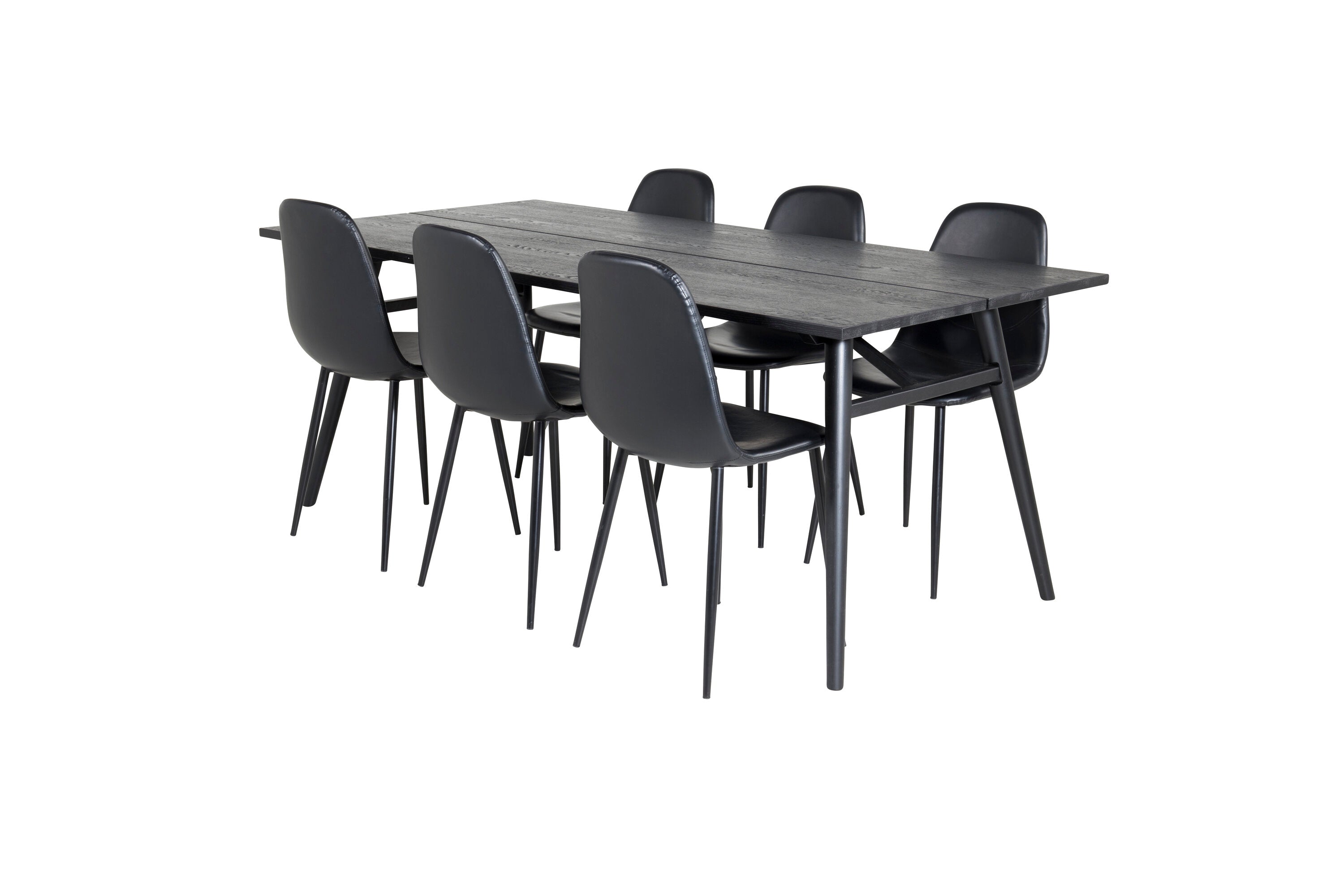 Essgruppe Esstisch Sleek 195 x 95 cm mit Stühlen Polar - Schwarz-Essgruppen-Venture Home-le canapé