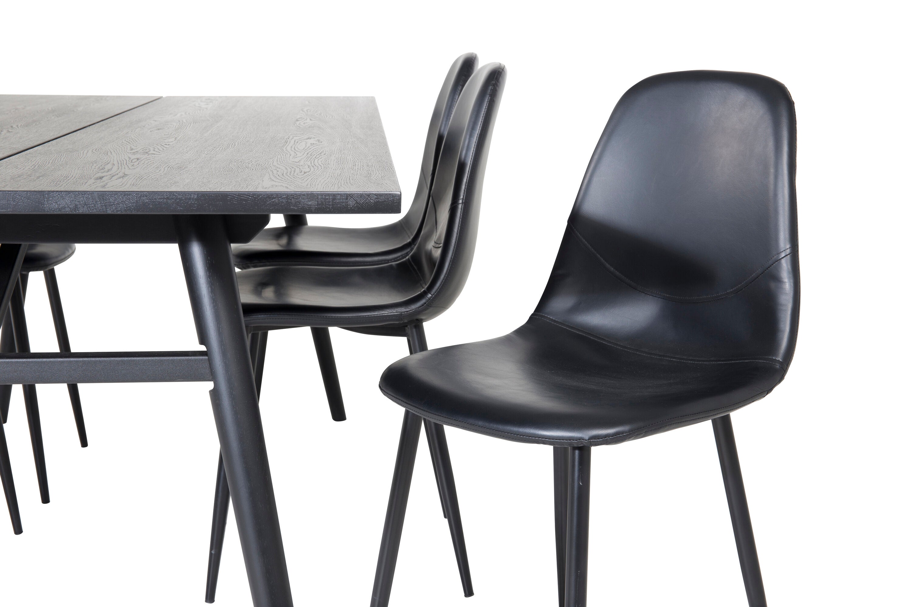 Essgruppe Esstisch Sleek 195 x 95 cm mit Stühlen Polar - Schwarz-Essgruppen-Venture Home-le canapé
