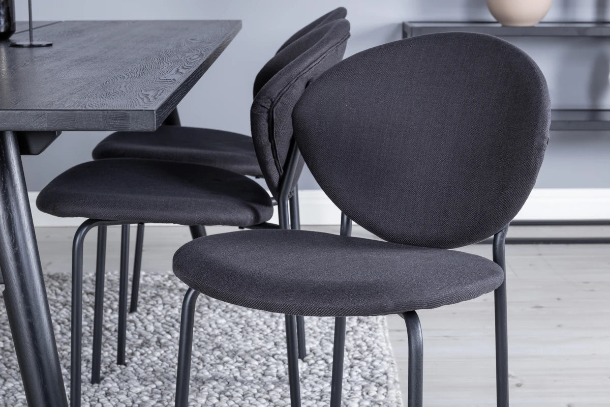 Essgruppe Esstisch Sleek 195 x 95cm mit Stühlen Vault - Schwarz-Essgruppen-Venture Home-le canapé