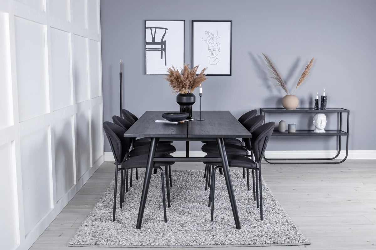 Essgruppe Esstisch Sleek 195 x 95cm mit Stühlen Vault - Schwarz-Essgruppen-Venture Home-le canapé