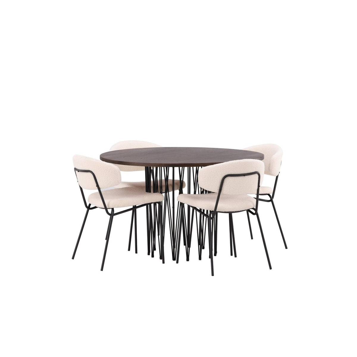 Essgruppe Esstisch Stone ⌀120cm mit Stühlen Chico - Weiß-Essgruppen-Venture Home-le canapé