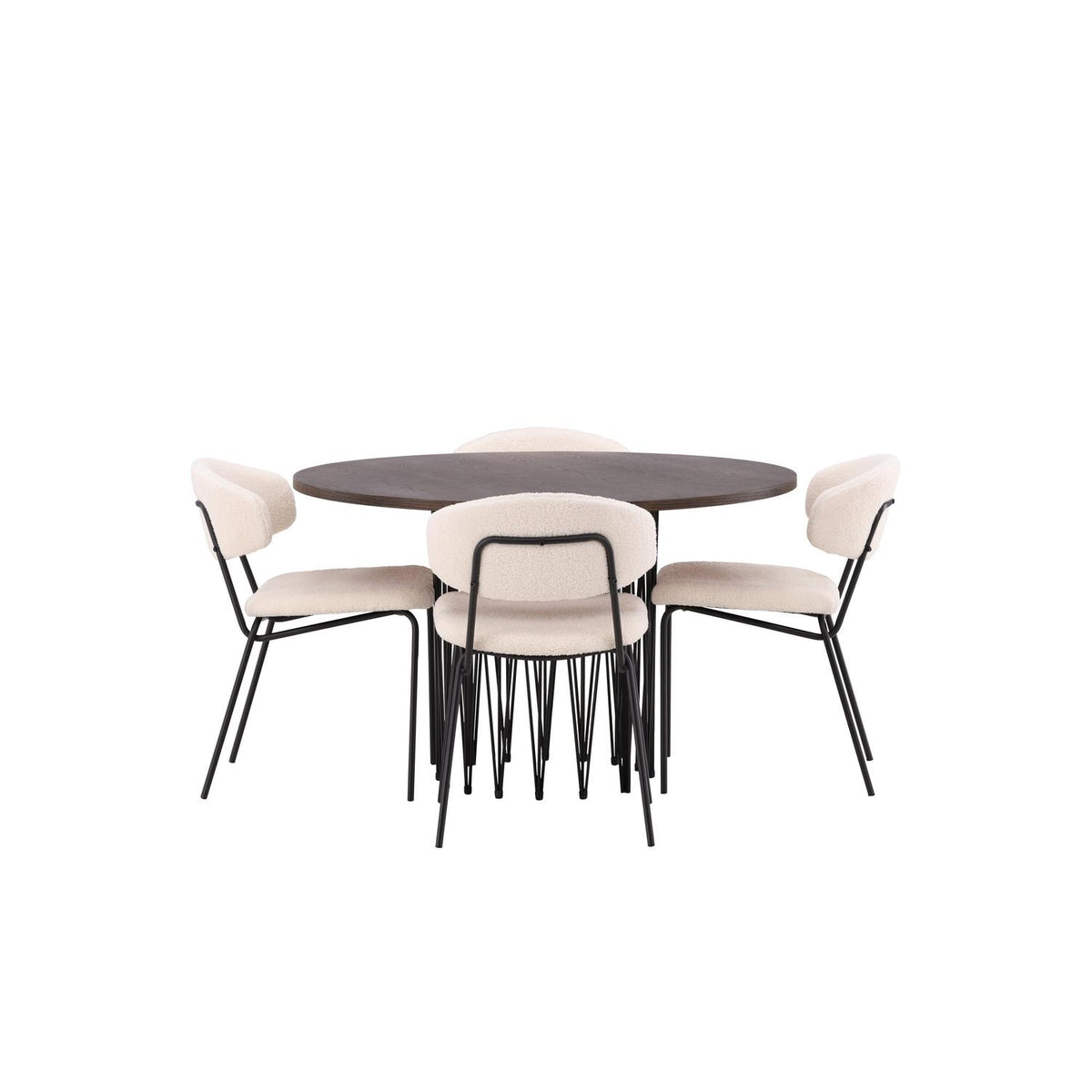 Essgruppe Esstisch Stone ⌀120cm mit Stühlen Chico - Weiß-Essgruppen-Venture Home-le canapé