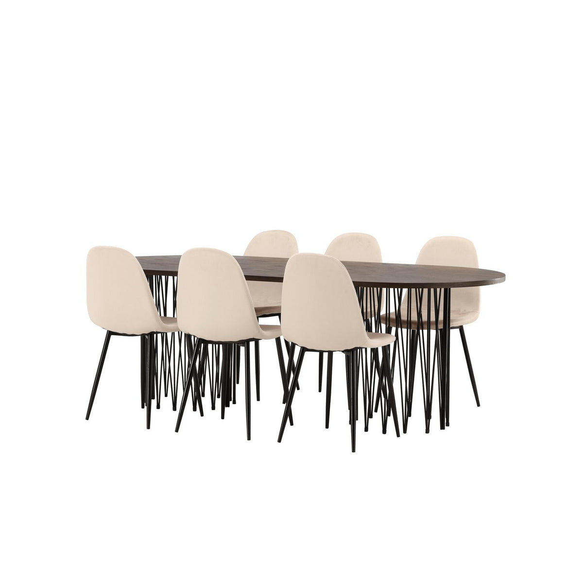 Essgruppe Esstisch Stone 220*100cm mit Stühlen Polar aus Samt-Essgruppen-Venture Home-le canapé
