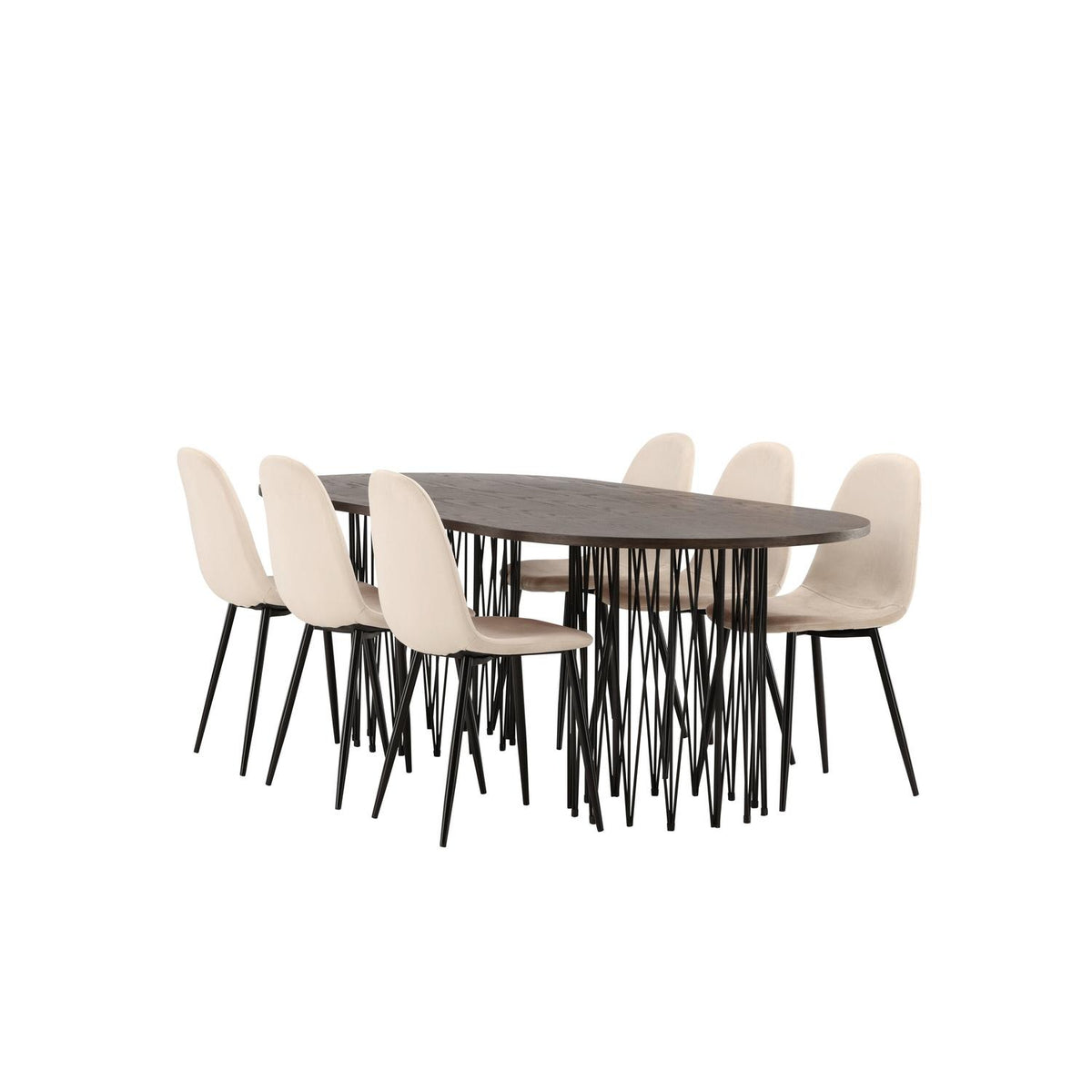 Essgruppe Esstisch Stone 220*100cm mit Stühlen Polar aus Samt-Essgruppen-Venture Home-le canapé