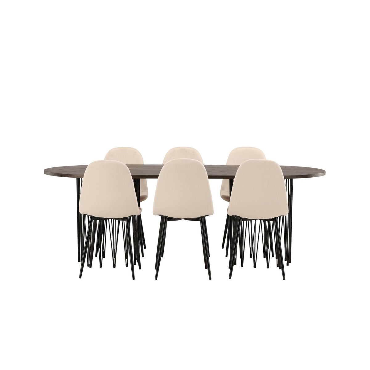 Essgruppe Esstisch Stone 220*100cm mit Stühlen Polar aus Samt-Essgruppen-Venture Home-le canapé