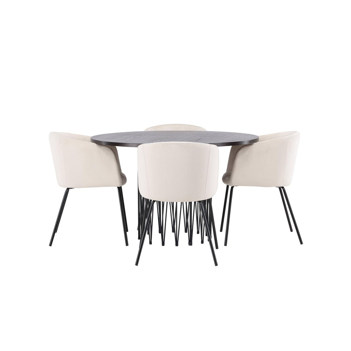 Essgruppe Esstisch Stone Ø120cm mit Stühlen Berit aus Samt-Essgruppen-Venture Home-le canapé