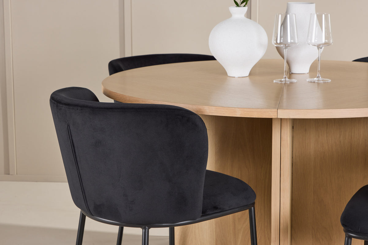 Essgruppe Esstisch Strada Ø120cm mit Stühlen Edina aus Samt-Essgruppen-Venture Home-le canapé